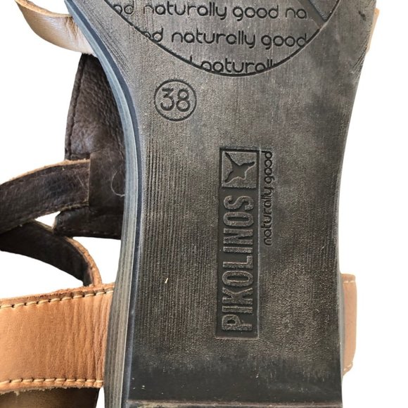 Pikolinos Beaded Sandal EU 38 Ankle Strap Brown Blue Red White - Picture 11 of 13